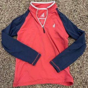Youth medium 8 Johnnie-O red and blue Veezy prep-formance quarter zip